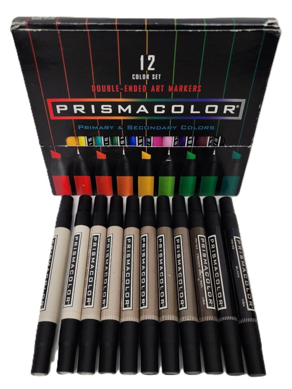 Prismacolor 12 Color Dbl Ended Art Markers in Standing Box w/11 FrenchGray